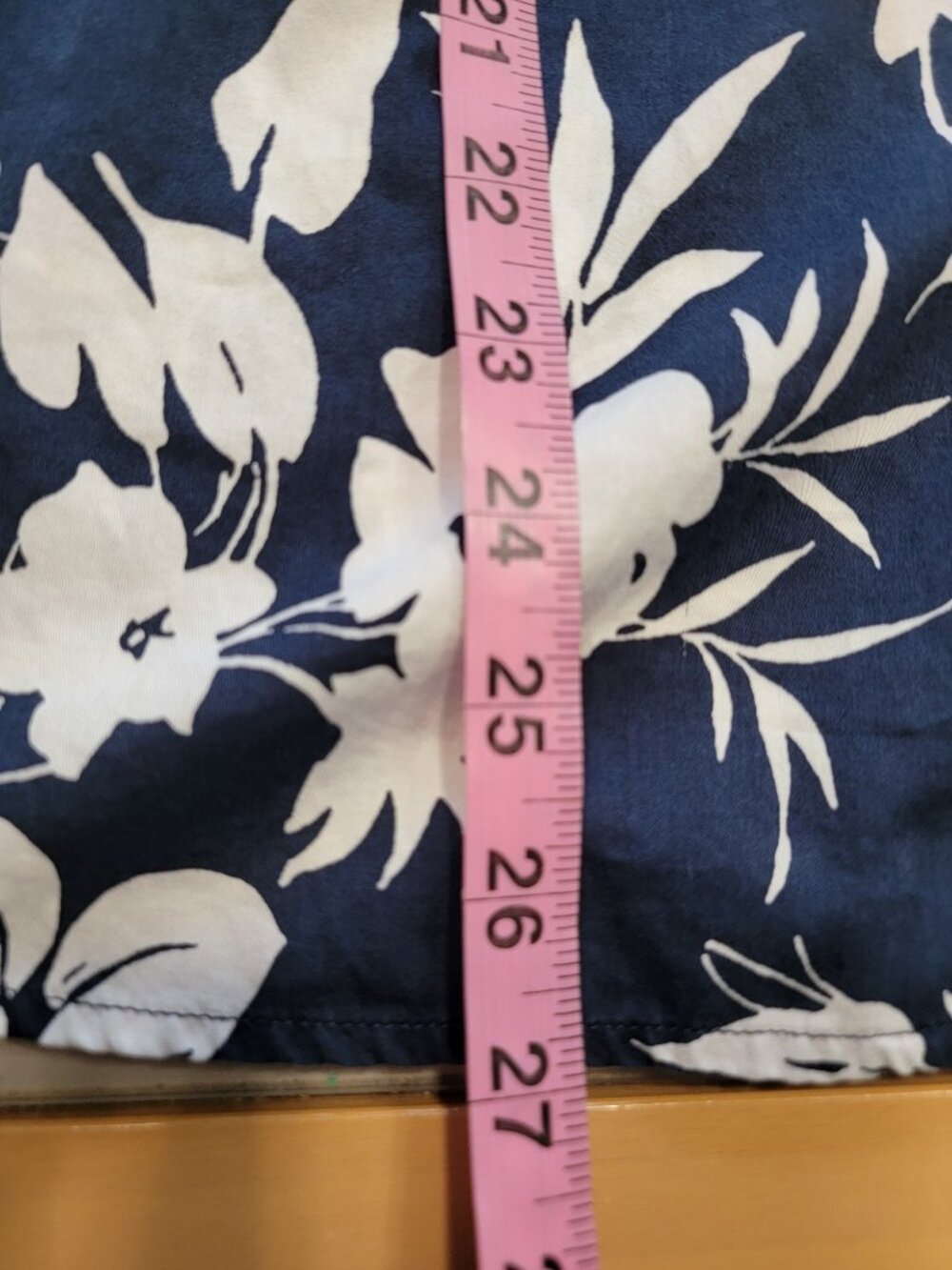 Lauren Ralph Lauren Size 2X Navy Blue w/ White Floral Button Down Shirt - Picture 8 of 11